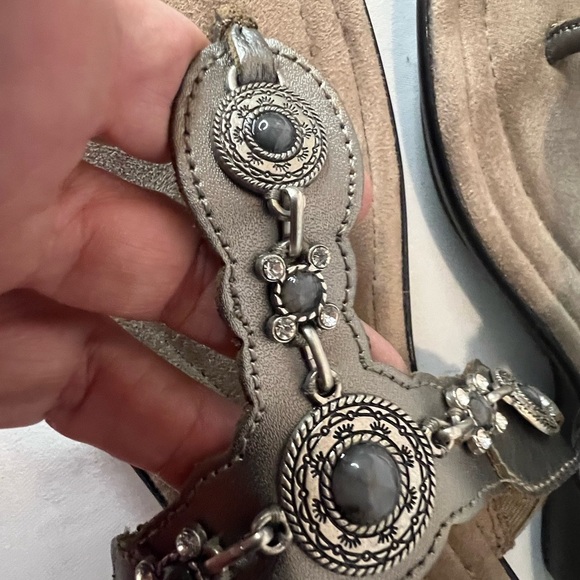 Minnetonka pewter leather slides size 9m - Picture 4 of 8